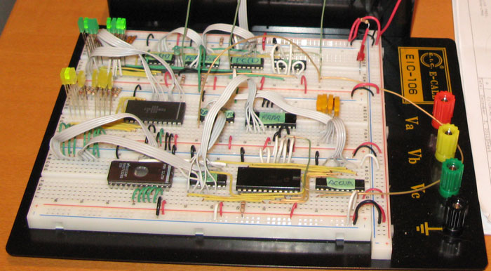 Image of 4-bit cpu wiring in progress